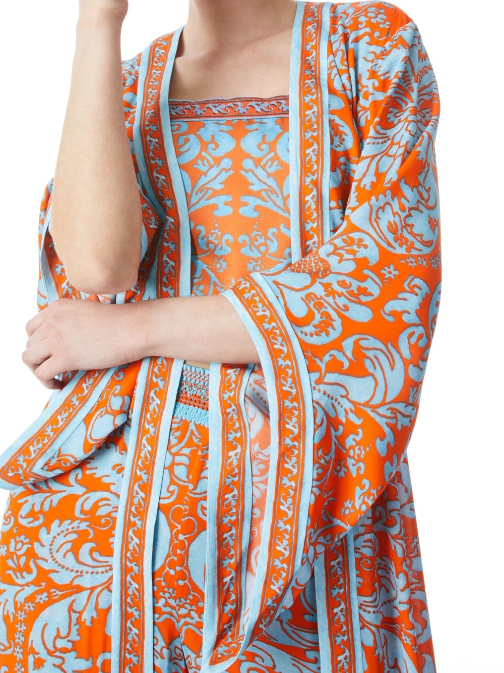 ALICE & OLIVIA DOMINO MAXI KIMONO WITH TIE BELT